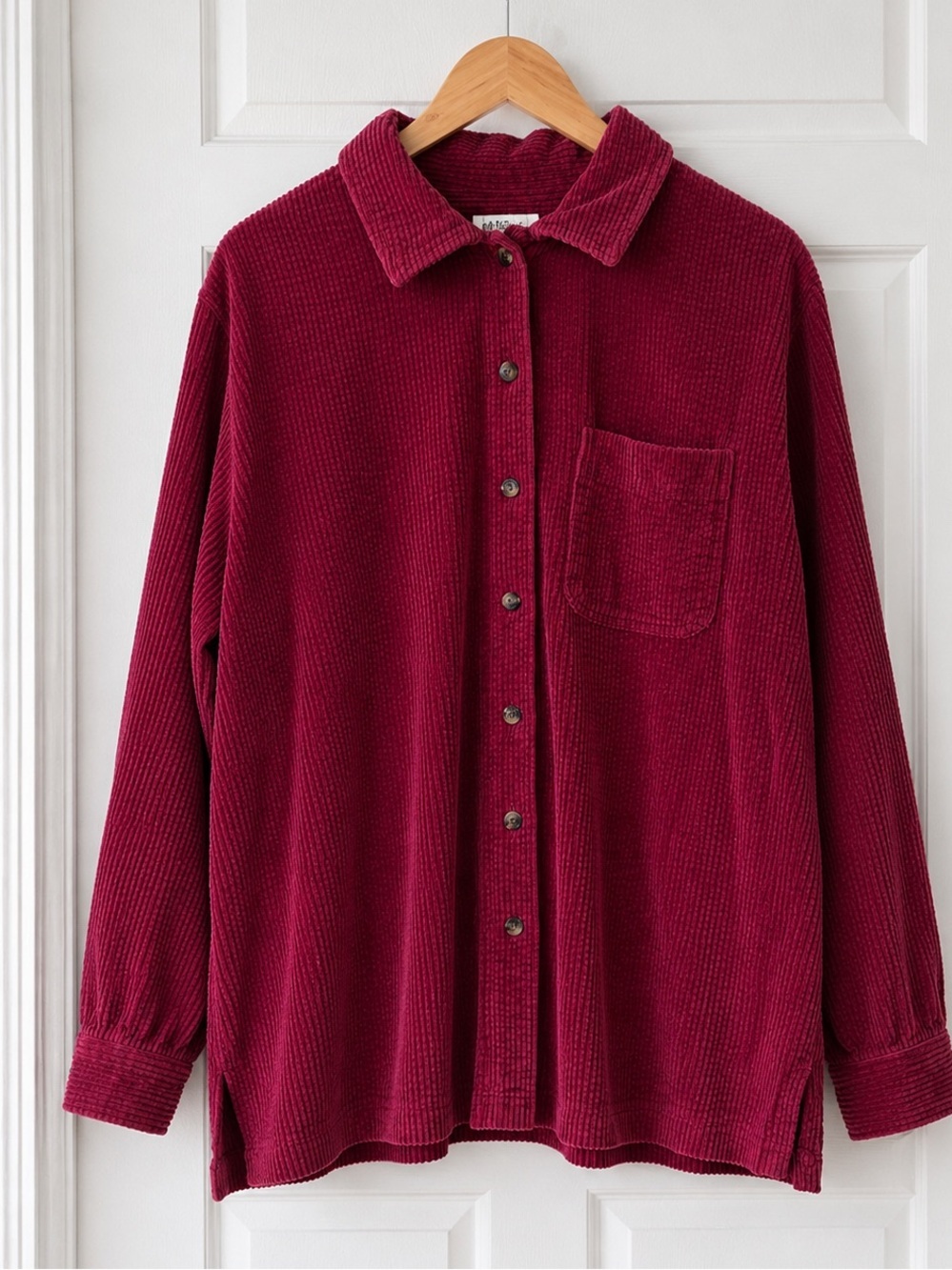 L.L. Bean Comfort Corduroy Relaxed Big Shirt Shacket Women’s L Berry